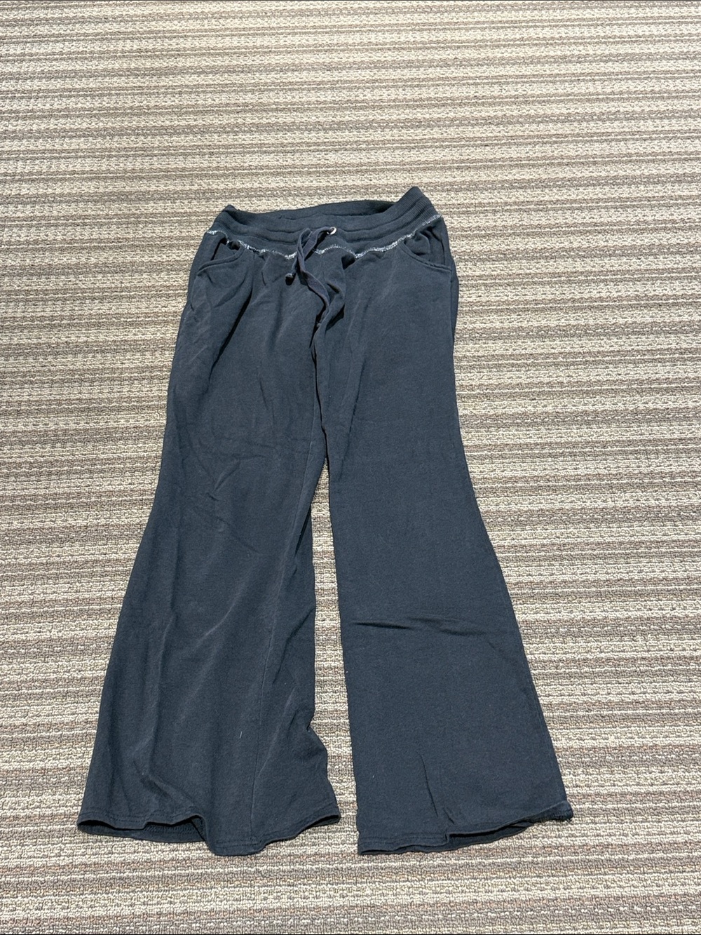 Vanity Black Wide-Leg Sweatpants with Drawstring